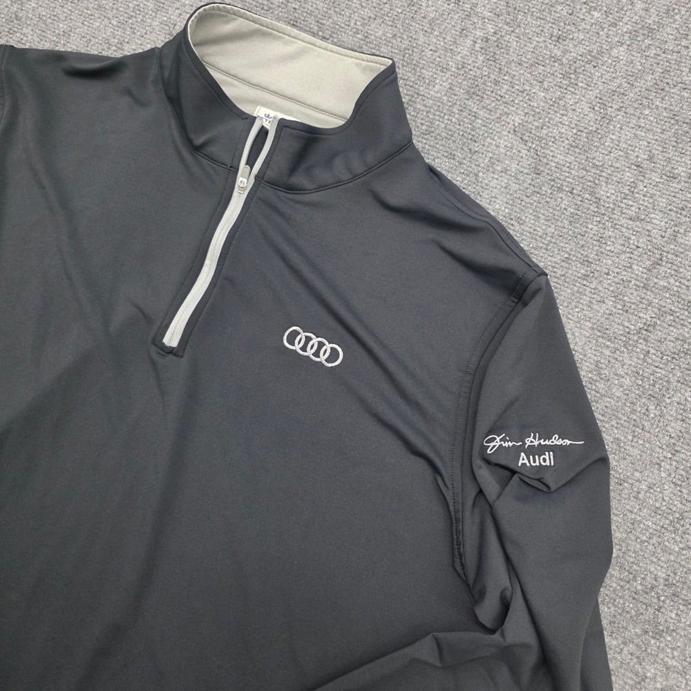 Peter Millar Audi Quarter Zip Pullover Mens XL Black Performance Golf Sweater - Picture 6 of 15